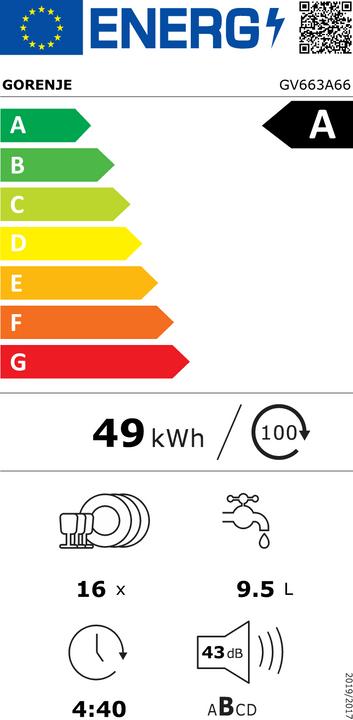 Label énergétique Gorenje GV663A66 (60 cm)