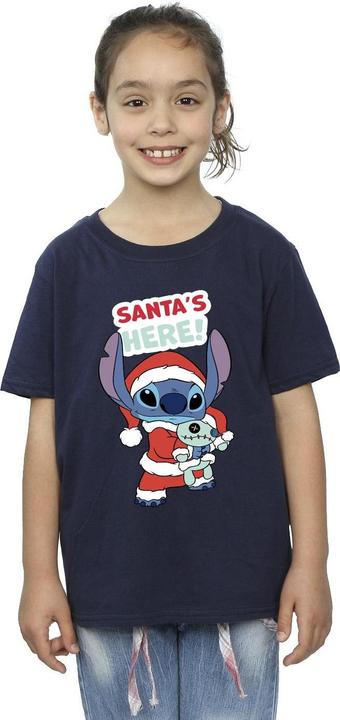 Actual product image Disney Girls Lilo & Stitch Santa's Here Cotton T-Shirt (140, 146)