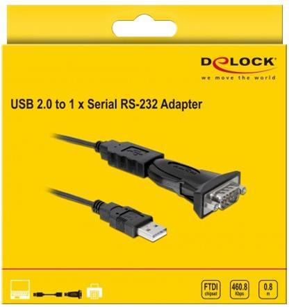 Produktbild Delock USB 2.0 zu Seriell Adapter (USB 2.0, DB9F, 16 cm)
