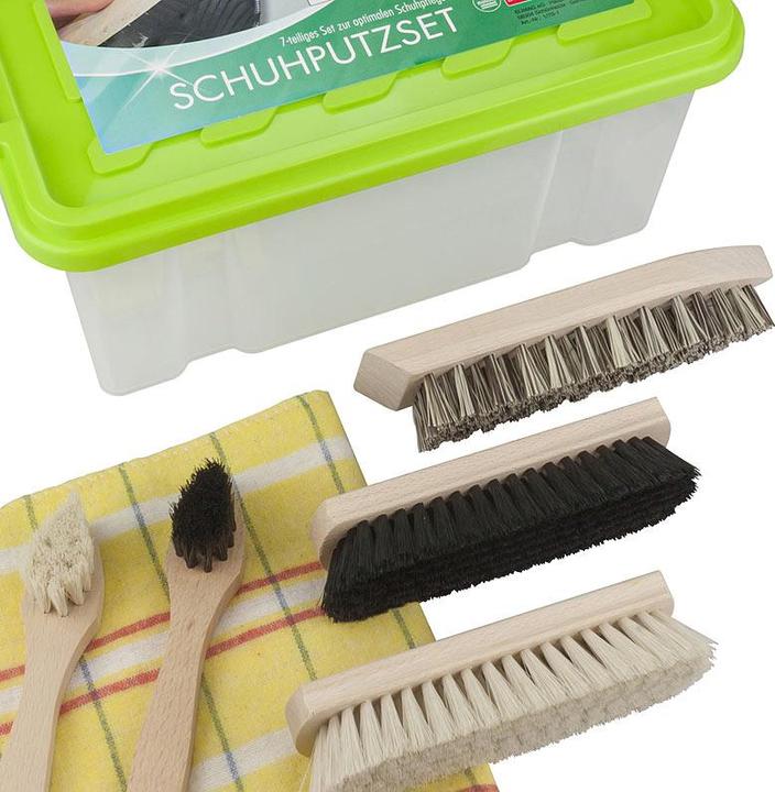 Produktbild Swiss Natura Schuhputzbox aus Kunststoff mit Deckel, 7-teilig (1 x)