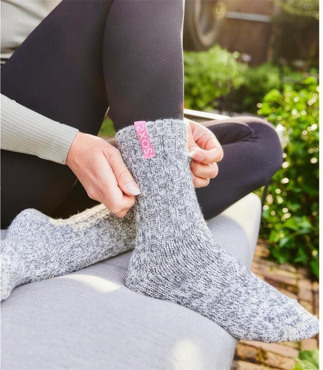 Immagine prodotto Soxs Calze da donna in lana grigia bubblegum, calzino da polpaccio (Confezione singola, 40 - 41, 37 - 39)