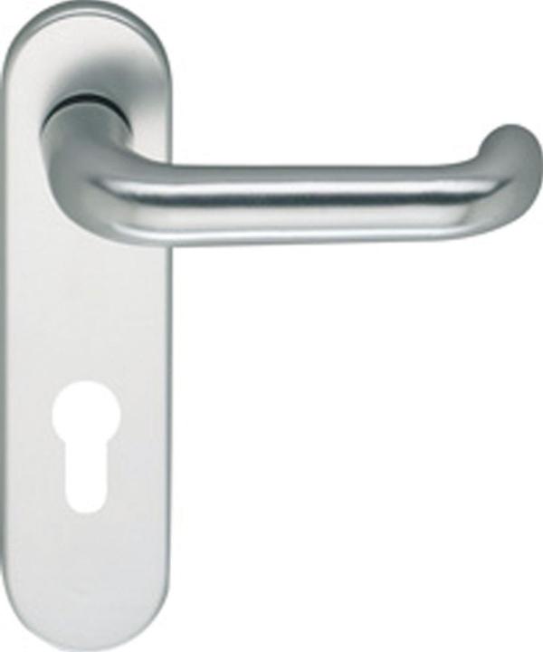 Actual product image ECO D 110 Lever handle hole part (door handle) with short plate PZ 72, stainless steel (Door handle)