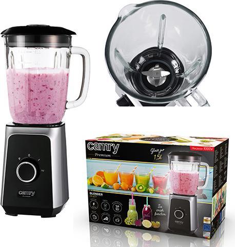 Actual product image Camry Blender CR 4077 Tabletop, 500 W, Jar material Glass, Jar capacity 1.5 L, Ice crushing, Black / (EU plug, 500 W)