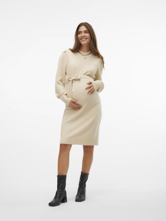Produktbild Mamalicious Normal geschnitten Rollkragen Gerippte Ärmelbündchen Ballonärmel Kurzes Kleid Strickkleid (XL)