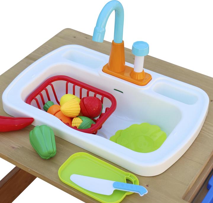 Image du produit Axi Emily Sand & Water Table de pique-nique avec évier de cuisine ludique Marron