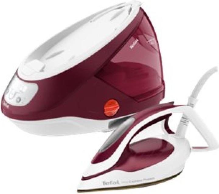 Immagine prodotto Tefal GV9220 Stazione di stiratura a vapore Durilium AirGlide Autoclean, con piastra di appoggio Burgundy (2600 W, 540 g/min)