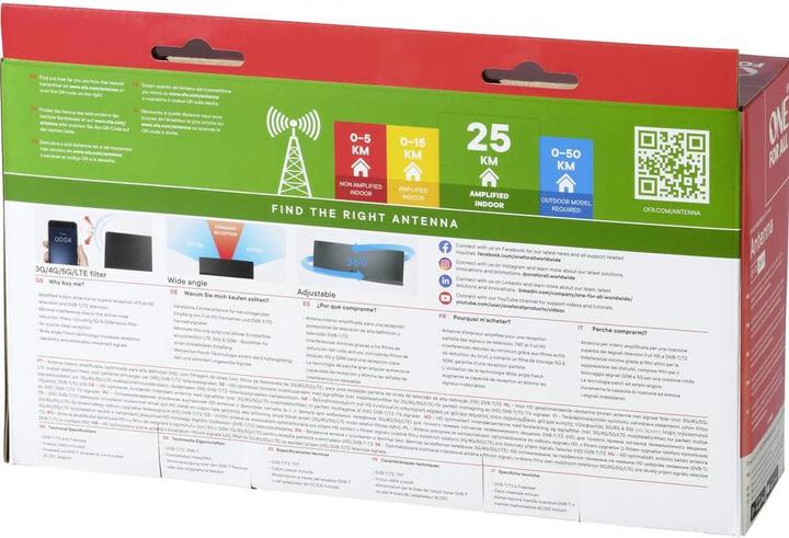 Produktbild One for All DVB-T Curved EX Antenne 45dB (Flachantenne, 45 dB, DVB-T / -T2)