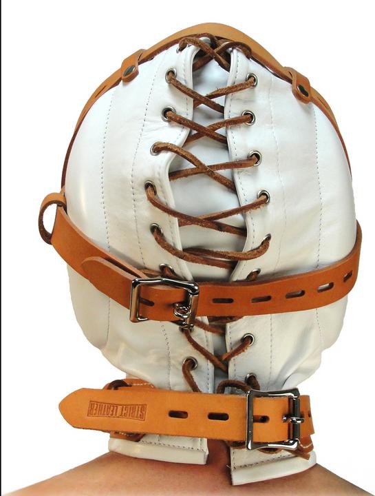 Actual product image XR Brands Total Sensory Deprivation Leather Hood - M/L - White