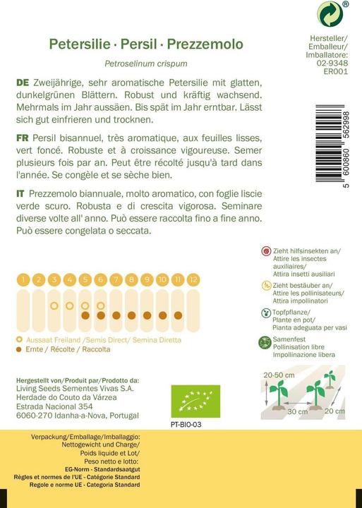 Image du produit Living Seeds Petersilie, einfache Schnitt 3 (Germes)