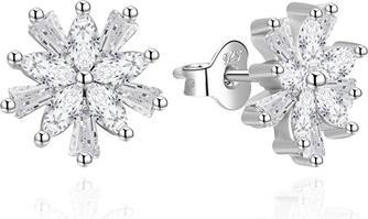 Actual product image Agato - Silver earrings Snowflakes with zircons AGT-E009PW