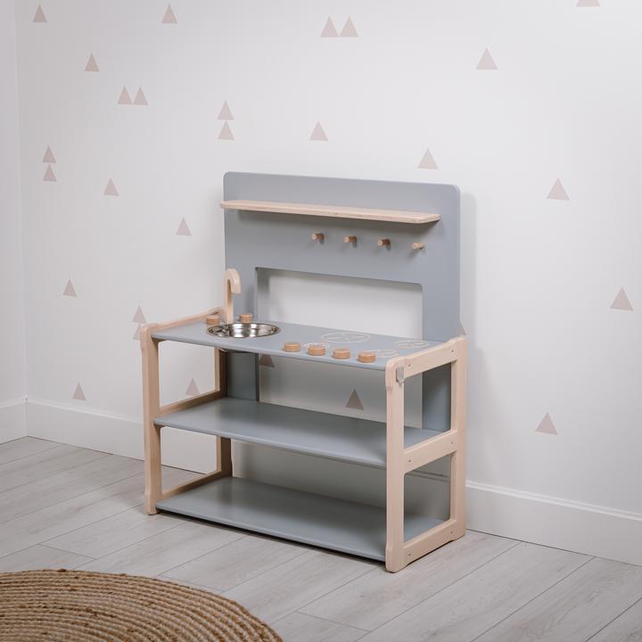 Immagine prodotto Montessori Cucina per bambini in legno - multifunzionale - grigia Mobili per bambini