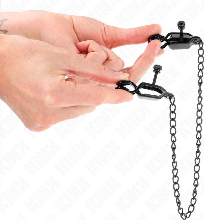 Actual product image Kink Flat Chain Nipple Clamps Black 30 cm