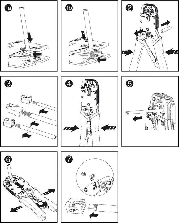 Immagine prodotto Digitus Pinze a crimpare multi modulari in metallo adatte per 4P2C 4P4C 6P4C 6P6C 8P8C con spelafili e (205 mm)