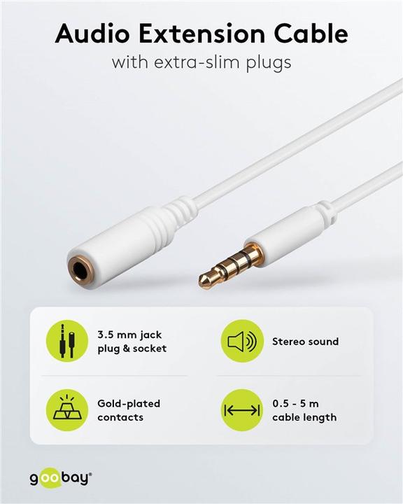 Image du produit Goobay 3,5 mm jack - 3,5 mm femelle (3 m, Jack 3,5 mm (AUX))