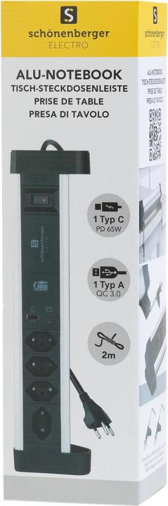 Produktbild Schönenberger Alu-Office-Line (4 x, Typ 13, USB-A, 2 m)