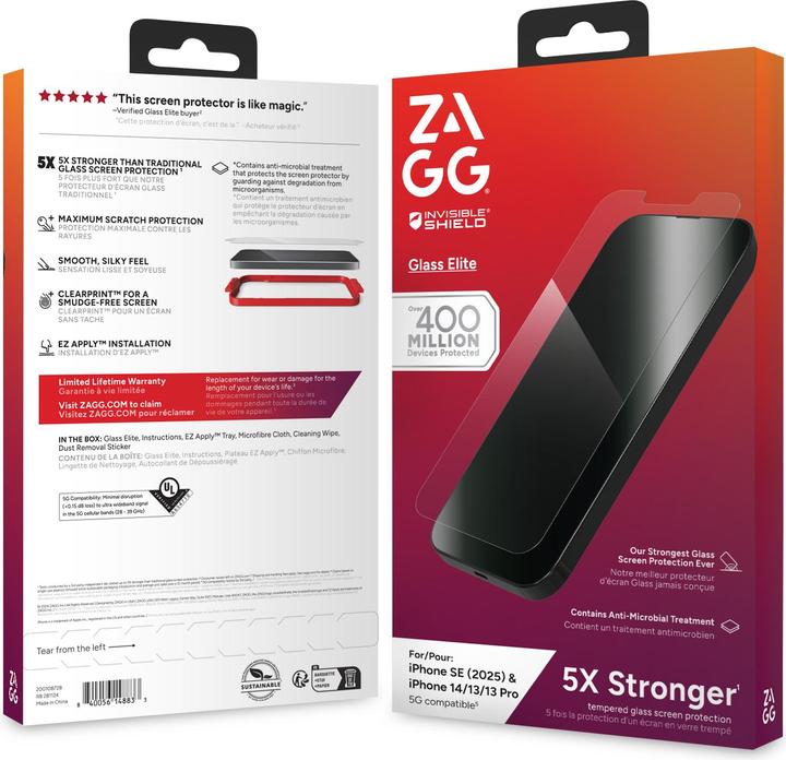 Produktbild Zagg InvisibleShield Glass Elite Screen Protector for iPhone 14/13/13 Pro (1 Stück, Apple iPhone 13)