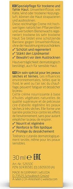 Valeurs nutritives et ingrédients Weleda Coldcream (30 ml, Crème 24h)