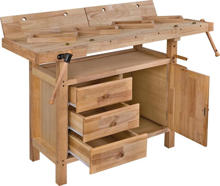 Immagine prodotto Dema Banco di piallatura Banco di lavoro in legno massiccio 125x50x85cm (50 cm, 125 cm)