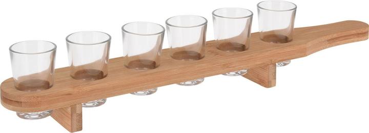 Produktbild Excellent Houseware Schnapslatte aus Bambus fÃ¼r 6 SchnapsglÃ¤ser (0.40 dl, 6 x, Schnapsgläser + Shotgläser)