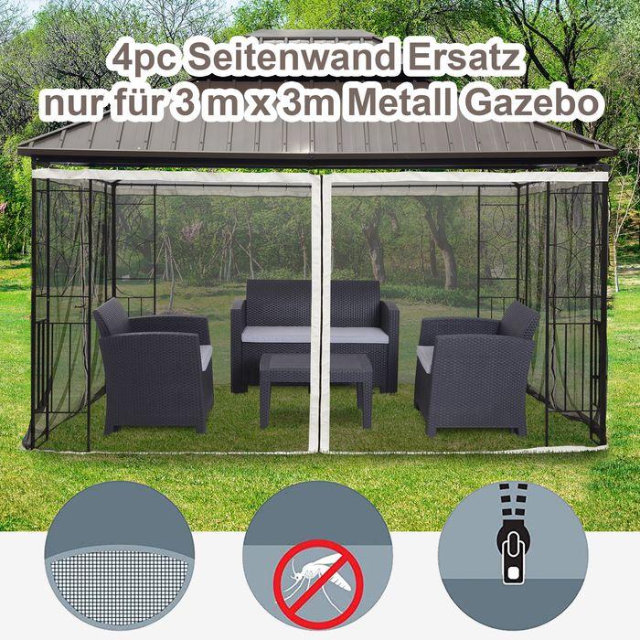 Immagine prodotto Swisshandel24 Moskitonetz für 3x4 Pavillon 4 Seitenteile Fliegennetz mit Haken Reissverschluss Mückennetz Insekten (400 cm, 352 cm)