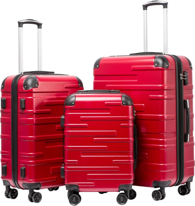 Produktbild Coolife 3-teiliges Hartschalen-Koffer-Set (93 l, Handgepäck (bis 50l), M (50 - 90l), L (90 - 115l))