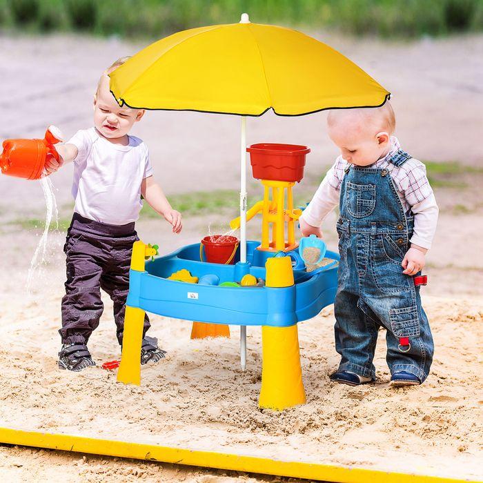 Image du produit Swisshandel24 Table de jeu de sable et d'eau 2 en 1 pour les activités de sable et d'eau en plein air 25 pièces