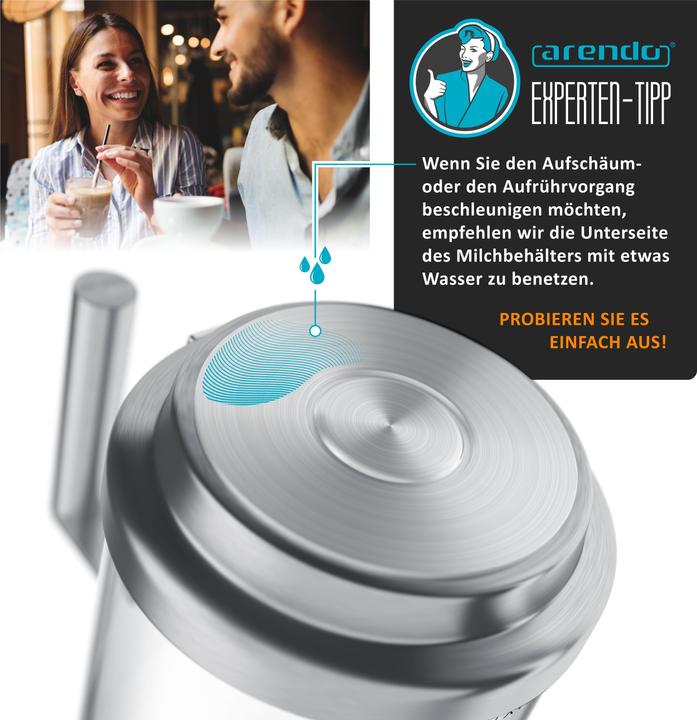 Image du produit Arendo Mousseur à lait 600 W, 6 fonctions, accessoire amovible en verre résistant à la chaleur (25 cl)