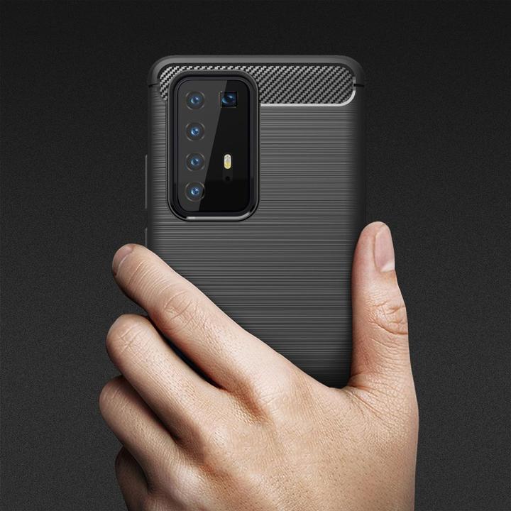 Produktbild König Design Hülle Handy Schutz für Huawei P40 Pro Case Cover Bumper Carbon Optik Schwarz (Huawei P40 Pro+)