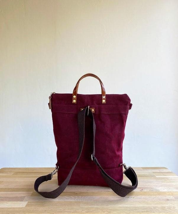 Actual product image Only-Bags.Store Waxed Canvas Backpack - Convertible Backpack, A3 Waxed Canvas Bag, Backpack, Multi