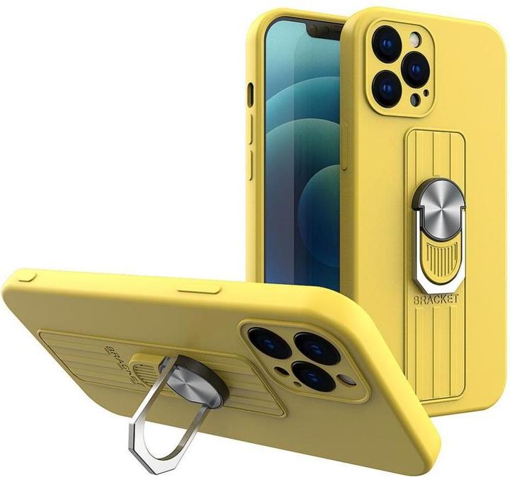 Image du produit Hurtel Ring Case étui en silicone avec prise pour les doigts et support pour iPhone 11 Pro Max jaune (Apple iPhone 11 Pro Max)