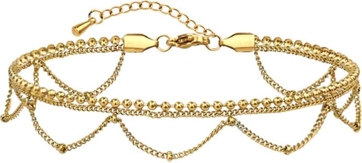 Actual product image Star Piercing Fusskette vergoldet Kugeln und Wellen (without brass, Surgical steel 316L)