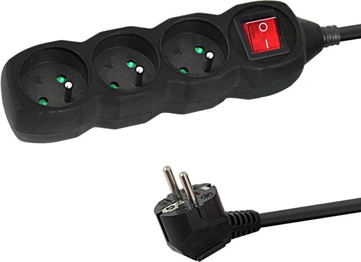 Actual product image Esperanza ELK211K Multiple socket outlet 3GN/3M Black (3 x, CEE 7/5, 3 m)