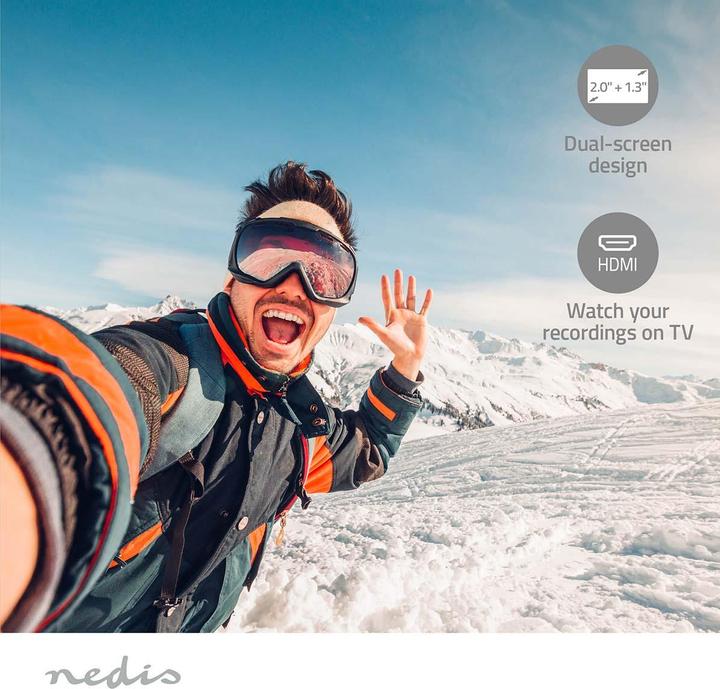 Actual product image Nedis Action Cam | 4K@30fps | 16 MPixel | Waterproof up to: 30.0 m | 90 min | Wi-Fi | App available (30p, Wi-Fi)