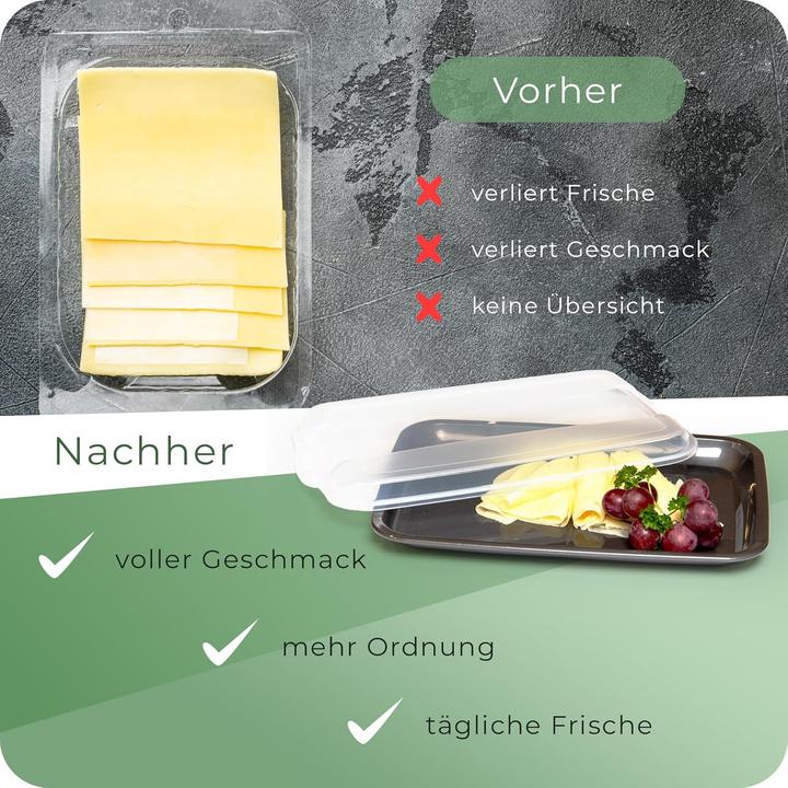 Actual product image Novaliv 10er-Set Anthrazit Premium Aufschnittbox mit Transparentem Deckel, Frischhaltedosen für Wurs (25 x 17 x 3 cm)