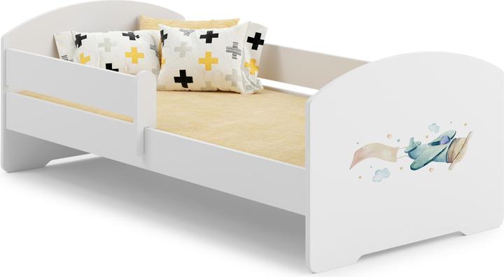 Image du produit ADRK Furniture Lit avec matelas et garde-corps PEPE PLANE WITH A BANNER 140x70 (140 x 70 cm)