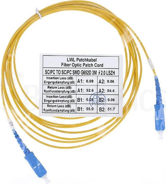 Image du produit CBO Câble patch fibre optique Simplex SC-UPC/SC-UPC monomode 15 mètres (15 m)
