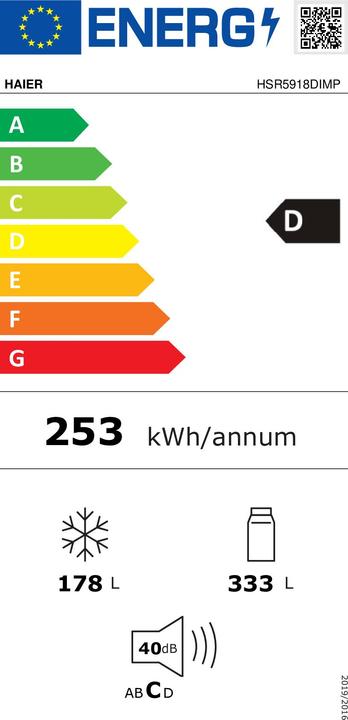 Label énergétique Haier HSR5918DIMP (511 l)