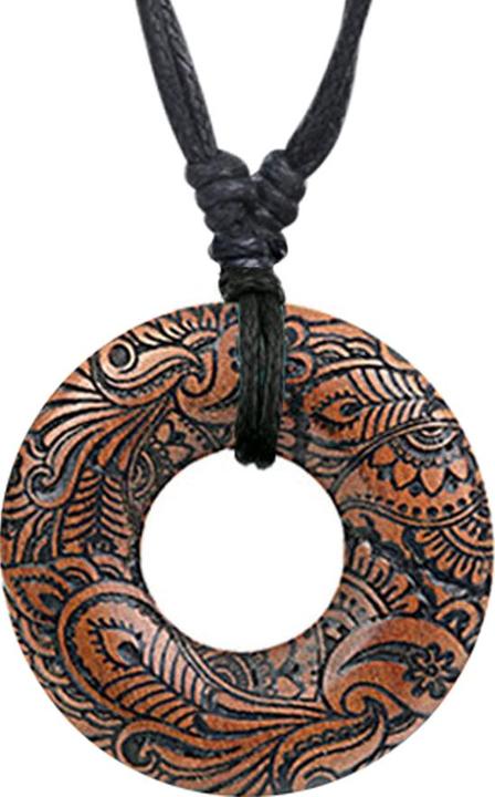 Produktbild Star Piercing Halskette schwarz Anhänger Donut Hawaii Muster aus Narra Holz (Organisch, ohne Messing)