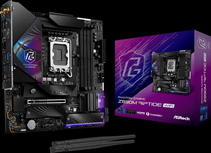 Image du produit AsRock Z890M Riptide WiFi Intel DDR5 S1851 MATX (LGA 1851, Intel Z890, mATX)