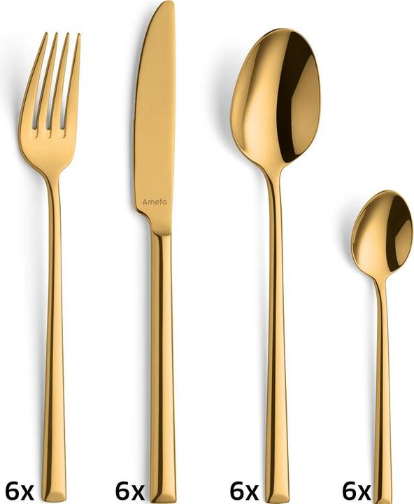 Actual product image Amefa METROPOLE Besteckset 24-teilig PVD gold (24 Piece, Cutlery set)