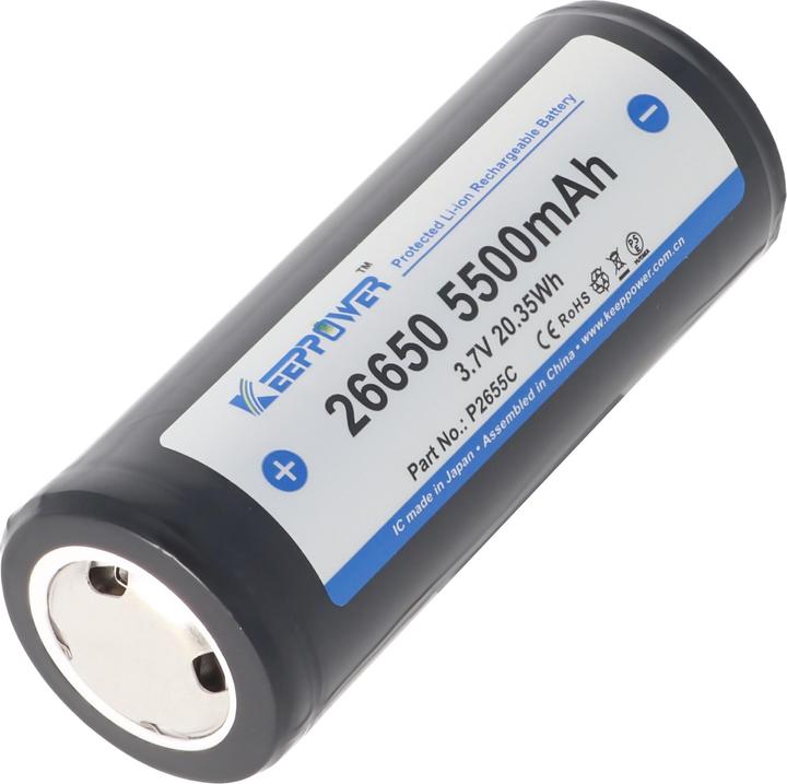 Image du produit Keeppower Batterie 26650, protégée par un circuit imprimé (1 pcs, 26650, 5500 mAh)