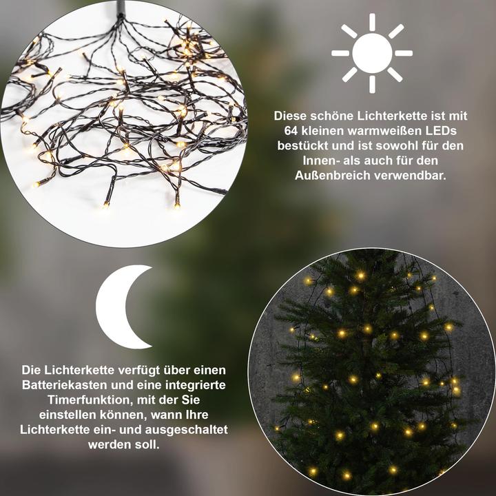 Image du produit Star Trading Chaîne lumineuse pour manteau d'arbre avec batterie d'extérieur | Manteau d'arbre LED | (0.29 m)