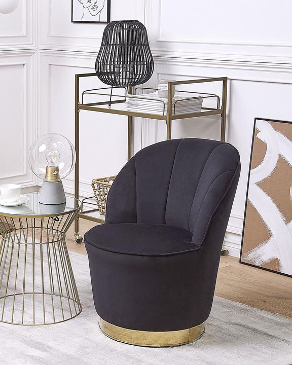 Actual product image Beliani Armchair velvet black / gold semicircular ALBY
