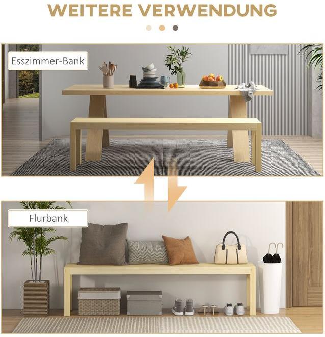 Actual product image Swisshandel24 3-seater wooden bench country-style, kitchen bench, up to 330kg, pine, natural (33 cm)