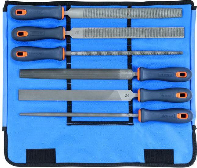 Actual product image Friedr. Dick DICK file set with 2K handle 6-piece in roll-up pouch metal/wood, cut 2, length without tang: 250 mm (Cut 2, 250 mm)