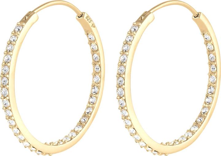 Actual product image Elli Earrings Creoles Crystals Basic gold plated (925 Sterling silver gold-plated, Glass crystal)