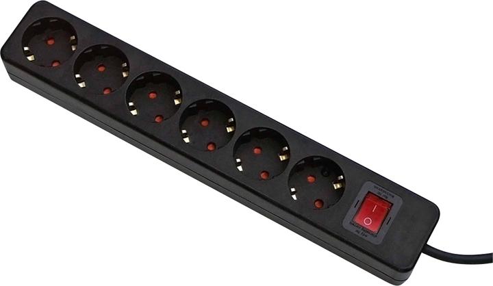 Productafbeelding Gebro 106149 Meervoudige wandcontactdoos met schakelaar 6-voudig zwart aardcontact 1 st. (6 x, CEE 7/3, 1.50 m)