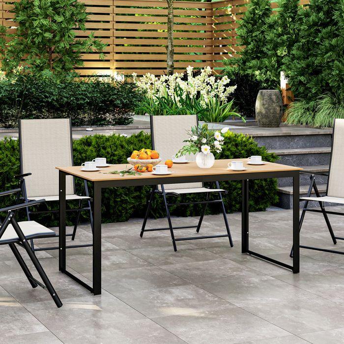Immagine prodotto Swisshandel24 Gartentisch für 6 Personen 160x80 cm Holzoptik Lamellendesign, Teak (80 cm)