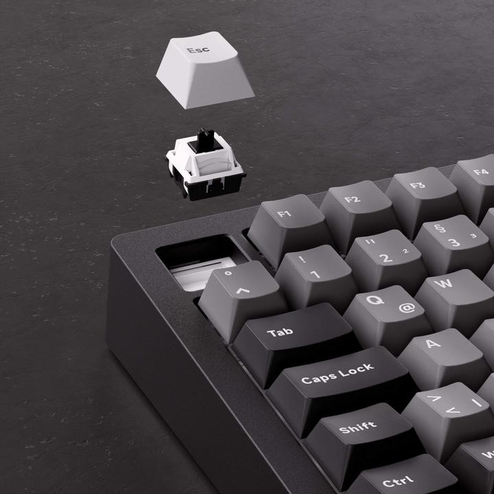 Actual product image Akko MonsGeek M1 V5 VIA Black & Silver Keyboard ISO-DE/UK/Nordic layout Rosewood Switch (DE, Cable, Wireless)