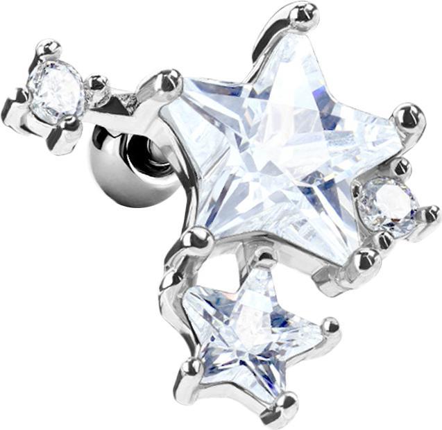 Actual product image Star Piercing Micro Barbell silber doppel Sternkristall (Surgical steel 316L, Brass)